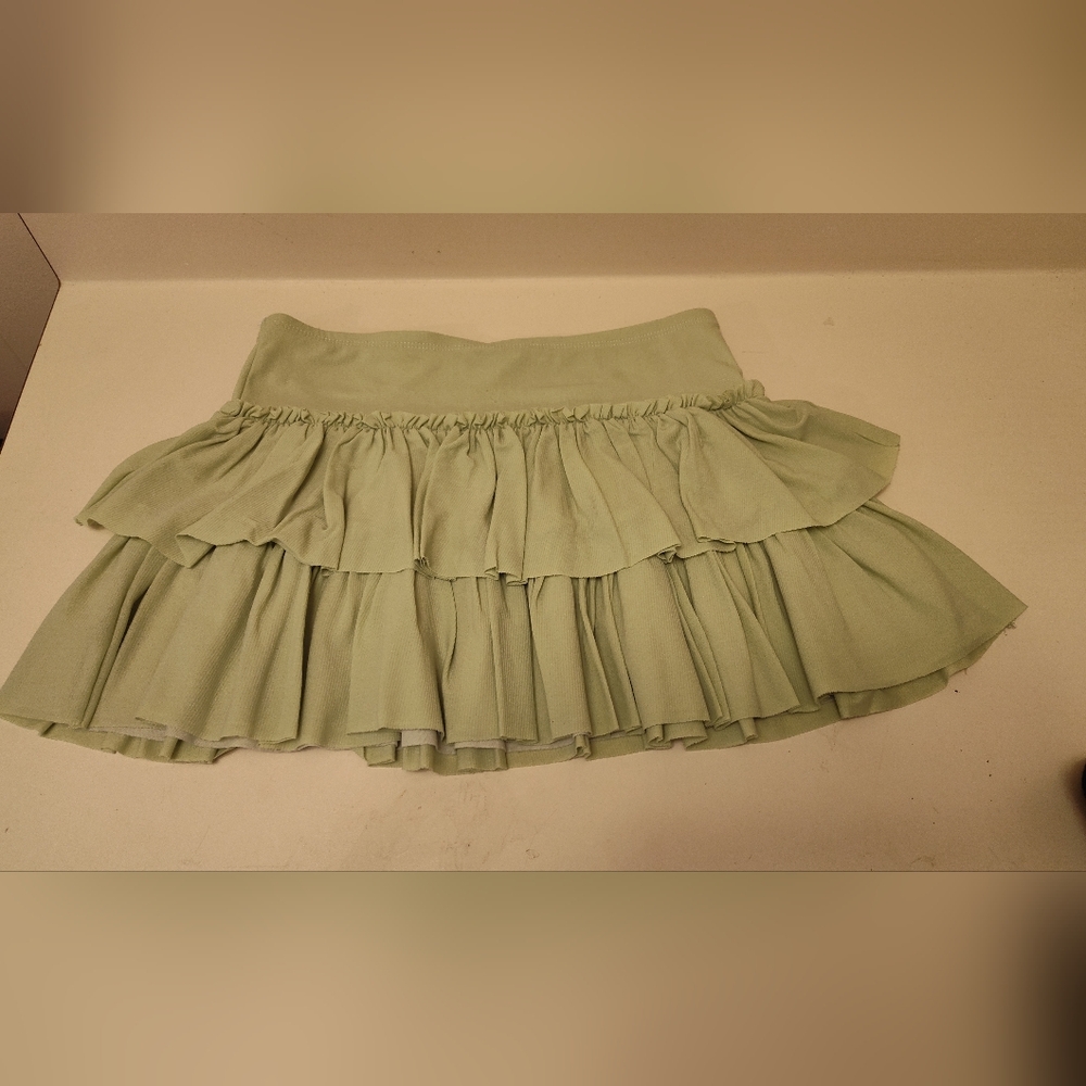Vintage Green Ruffled Mini Skirt Size Small